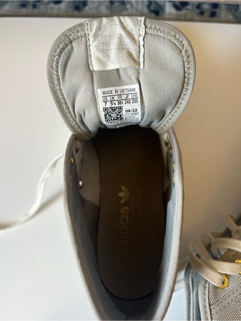 adidas Women's High-Top Sneakers in Light Gray and White - Picture 8 of 9
